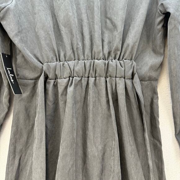 Lulus Dress Women's M Black Button Up Belted Adjustable Sleeve V-neck NWT - Picture 10 of 13